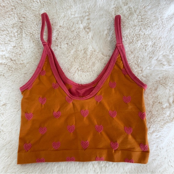 Urban Outfitters Orange and Pink Heart Shaped Cropped Tank Top - Picture 2 of 5